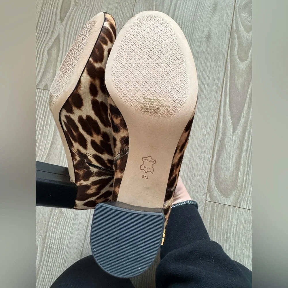 NEW!! Tory Burch Brooke Leopard Print Calf Hair Booties with Block Heel - Picture 4 of 7